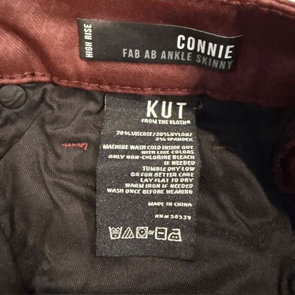 NWT KUT from the Kloth Connie High Rise Fab Ab Ankle Skiny Jeans Coated Wine 8 - Picture 10 of 16
